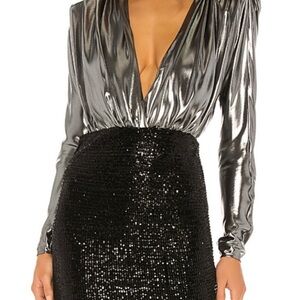 Revolve x Michael Costello Silver Metallic Top with Black Sequin Skirt